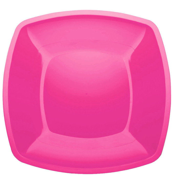 Plastic Plate Flat Fuchsia Square shape PS 30 cm (144 Units)