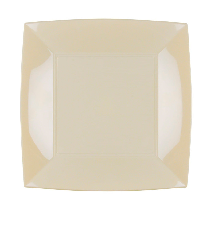 Plastic Plate Flat Cream "Nice" PP 23cm (25 Units) 