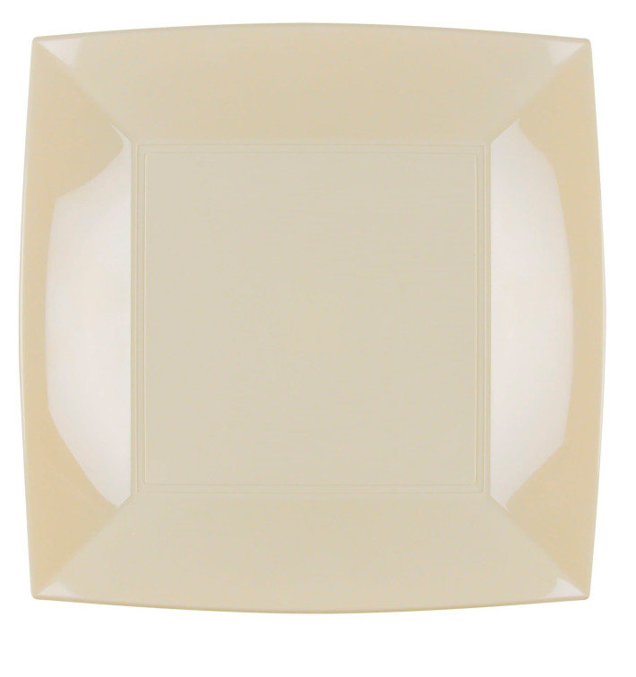 Plastic Plate Flat Cream "Nice" PP 29cm (12 Units) 