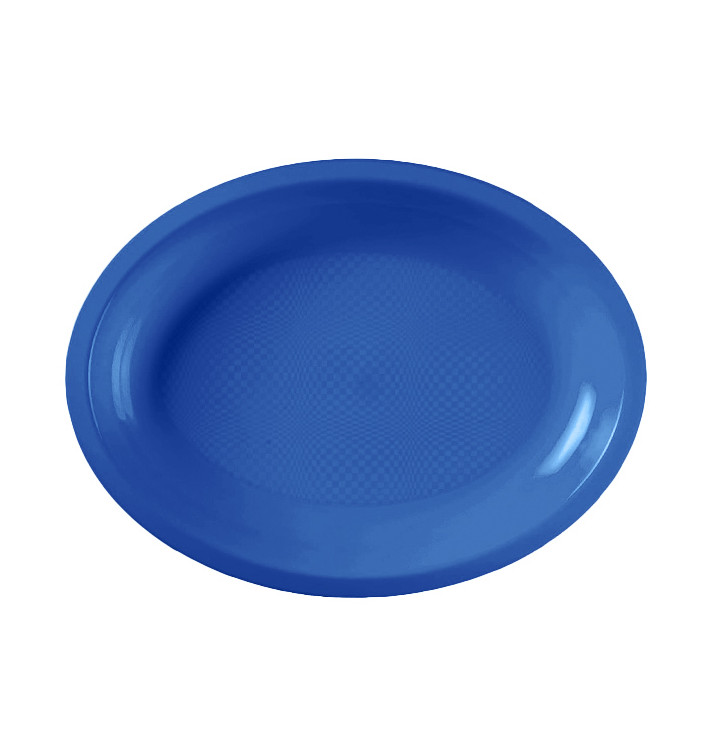 Plastic Platter Oval Shape Mediterranean Blue "Round" PP 30,5 cm (300 Units)
