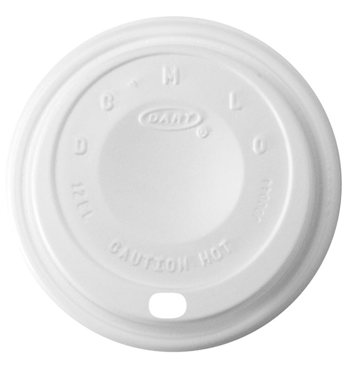 Plastic Lid PS "Cappuccino" White Ø8,9cm (100 Units)  