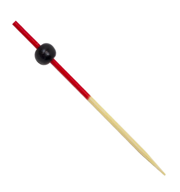 Bamboo Food Pick Ball Design Red and Black 12cm (5000 Units)