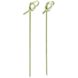 Bamboo Food Pick Bow Design Natural Green 18cm (200 Units)  