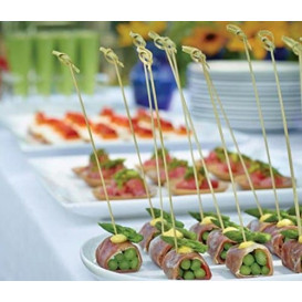 Bamboo Food Pick Bow Design Natural Green 18cm (200 Units)  