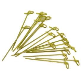 Bamboo Food Pick Bow Design Natural Green 18cm (200 Units)  