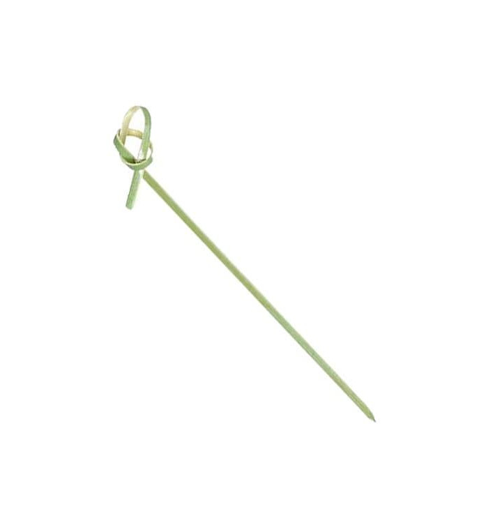 Bamboo Food Pick Bow Design Natural Green 18cm (5000 Units)