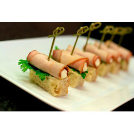 Bamboo Food Pick Bow Design Natural Green 15cm (5000 Units)