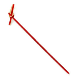 Bamboo Food Pick Bow Design Red 18cm (200 Units)  