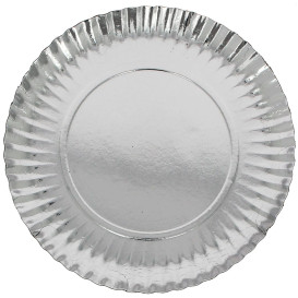 Paper Plate Round Shape Silver 23cm (100 Units)  