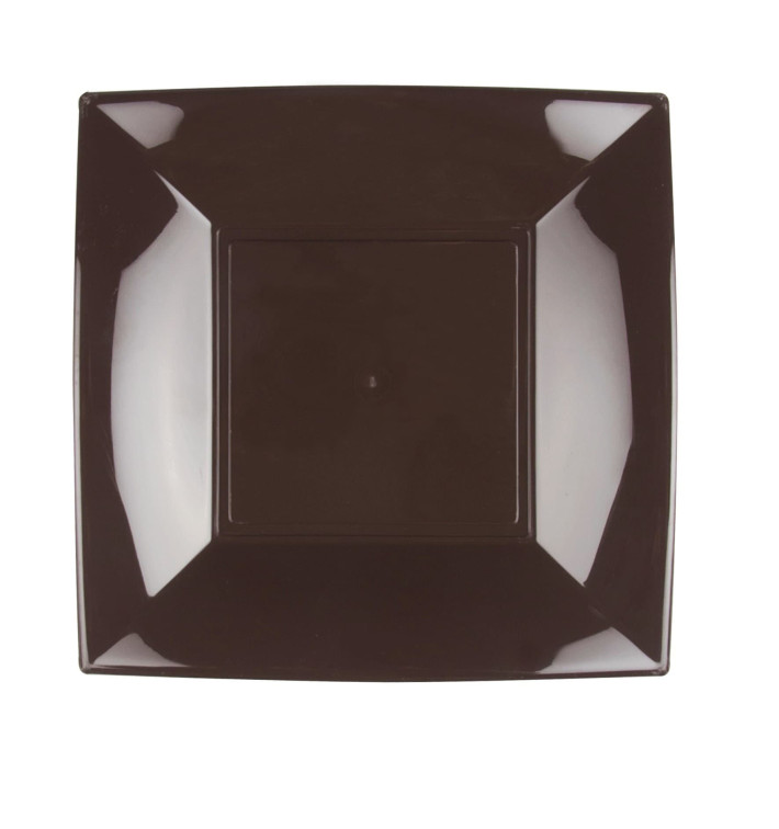 Plastic Plate Flat Brown "Nice" PP 23 cm (25 Units) 