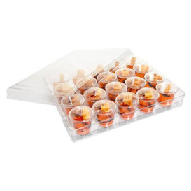 Plastic Tray PS + 20 Bowl Kit with Lid Round Shape (12 Units)