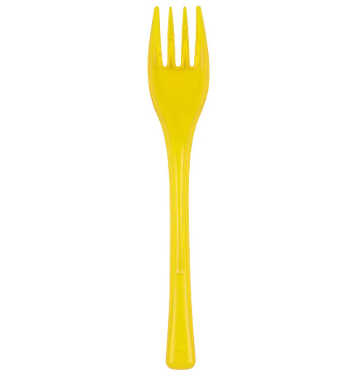 Plastic Fork PS "Fly" Yellow Clear 14cm (3000 Units)