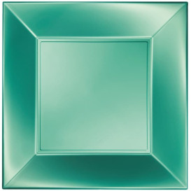 Plastic Plate Flat Green "Nice" Pearl PP 23 cm (25 Units) 