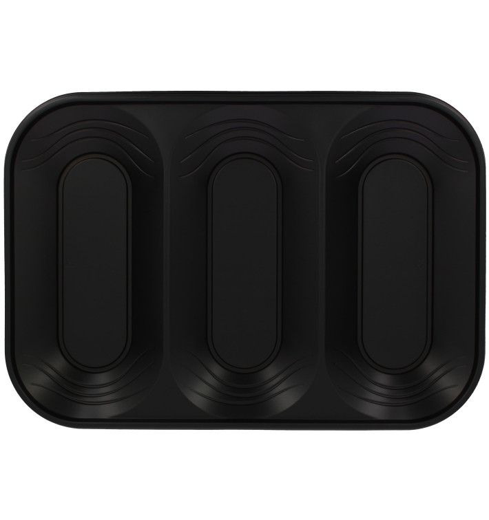Plastic Tray Microwavable "X-Table" 3C Black 33x23cm (2 Units) 