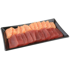 Plastic Platter Rectangular Shape Black 12x22cm (300 Uds)