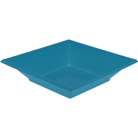 Plastic Plate Deep Square shape Turquoise 17 cm (5 Units) 