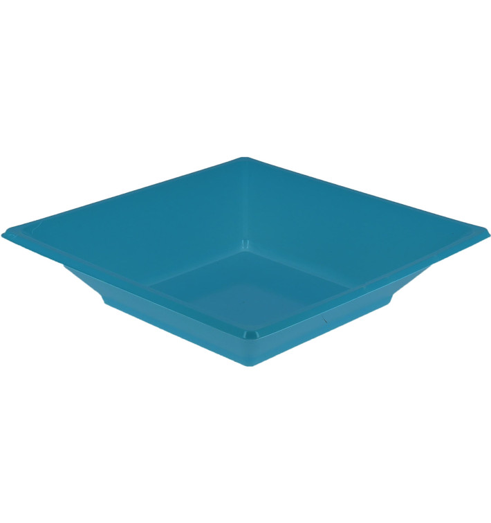 Plastic Plate Deep Square shape Turquoise 17 cm (750 Units)
