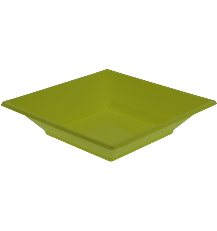 Plastic Plate Deep Square shape Pistachio Green 17 cm (25 Units) 