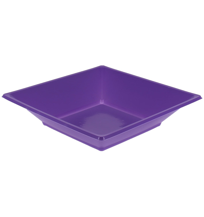 Plastic Plate Deep Square shape Lilac 17 cm (25 Units) 