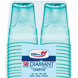 Plastic Shot PS Crystal "Diamant" Blue 50ml (600 Units)