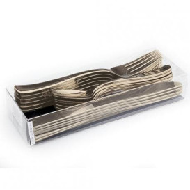 Cutlery Kit Fork, Knife y Spoon Gold Metallized (10 kits)