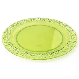 Plastic Plate Round shape "Lace" Green 19cm (88 Units)