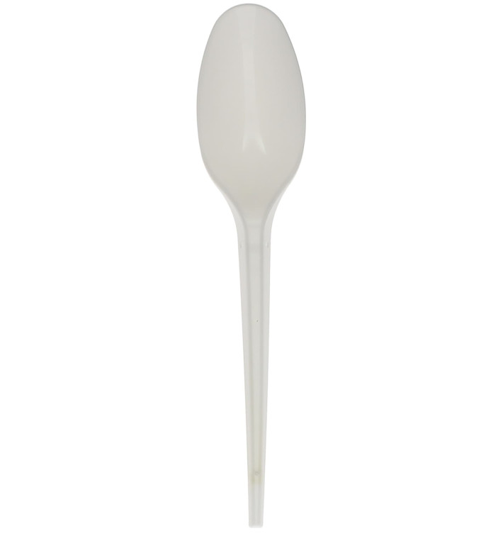 Cornstarch Spoon PLA Biodegradable White 17,5cm (15 Units) 