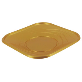 Plastic Plate PP "X-Table" Square shape Gold 23 cm (8 Units) 