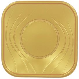 Plastic Plate PP "X-Table" Square shape Gold 23 cm (120 Units)