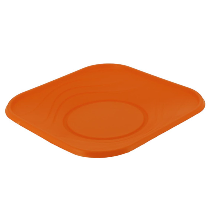 Plastic Plate PP "X-Table" Square shape Orange 18 cm (8 Units) 