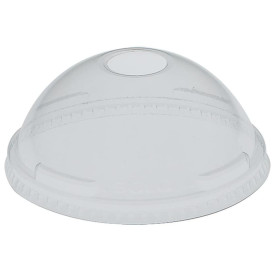 Plastic Dome Lid with Hole PET Crystal Ø9,2cm (100 Units)