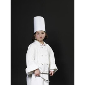 Disposable Paper Chef Hat for Kids Pinstripe White (25 Units)