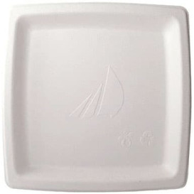 Sugarcane Plate Square shape White 17 cm (1000 Units)