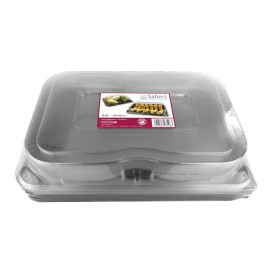 Plastic Platter with Lid Black 46x30cm (5 Units) 