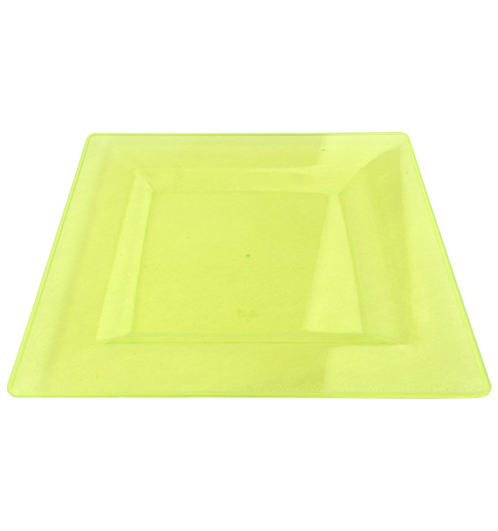 Plastic Plate Square shape Extra Rigid Green 20x20cm (88 Units)