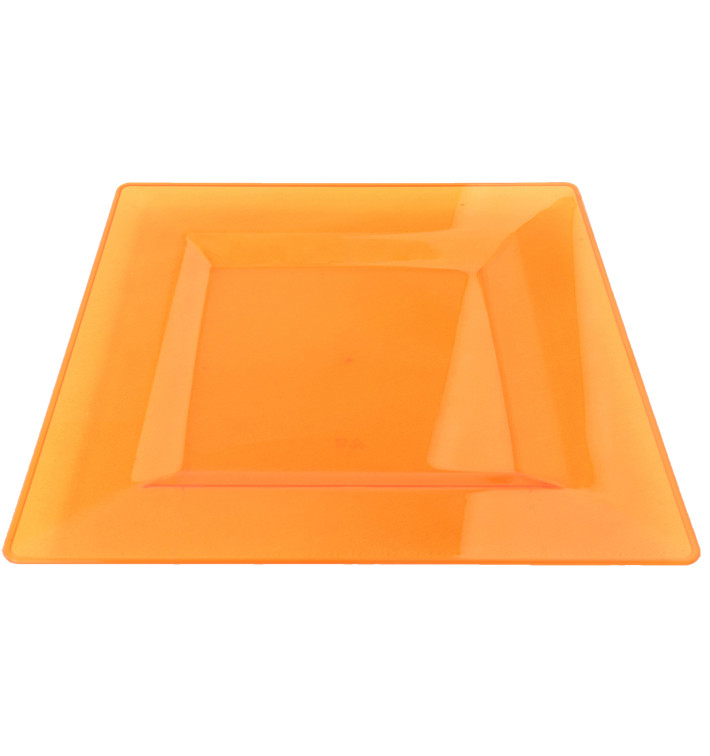 Plastic Plate Square shape Extra Rigid Orange 20x20cm (88 Units)