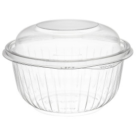 Plastic Hinged Salad Bowl PET "PresentaBowls" High Dome Lid 475ml (75 Units)  