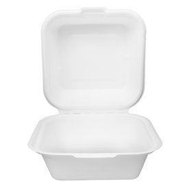 Sugarcane Burger Box White 15x15x7,5cm (500 Units)