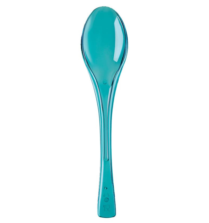 Plastic Spoon PS "Fly" Turquoise Clear 14,5cm (3000 Units)