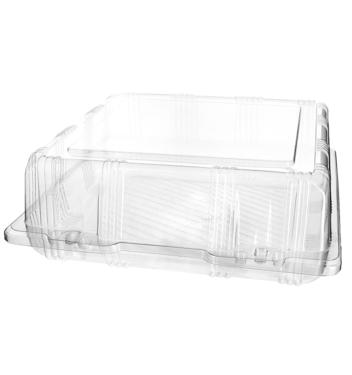 Plastic Hinged Bakery Container PET 22x22x8cm (20 Units) 