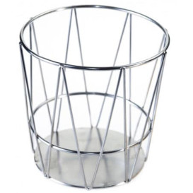 Basket Containers Steel Round Shape Silver Ø11,5x11,5cm (1 Unit) 