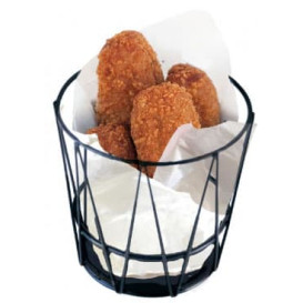 Basket Containers Steel Round Shape Black Ø11,5x11,5cm (24 Units)