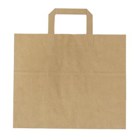 Paper Bag with Handles Kraft Flat 70g 32+20x23cm (250 Units)