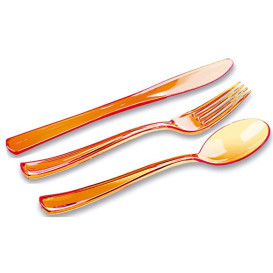 Plastic Cutlery Kit Fork, Knife, Spoon Orange  (1 Unit)