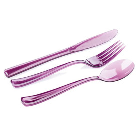 Plastic Cutlery Kit Fork, Knife, Spoon Eggplant  (1 Unit)