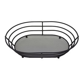 Basket Containers Steel Oval Shape Black 28x20,5x5,7cm (24 Units)