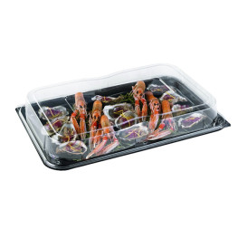 Plastic Tray with Lid Black 55x37cm (5 Units) 