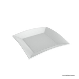 Sugarcane Plate Square shape "Nice" White 23x23 cm (500 Units)