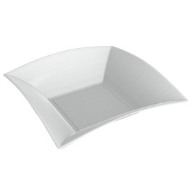 Sugarcane Plate Deep "Nice" White 18x18 cm (50 Units) 