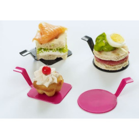 Tasting Plastic Plate PS "Gourmand" Raspberry Ø4,5x2cm (50 Units) 
